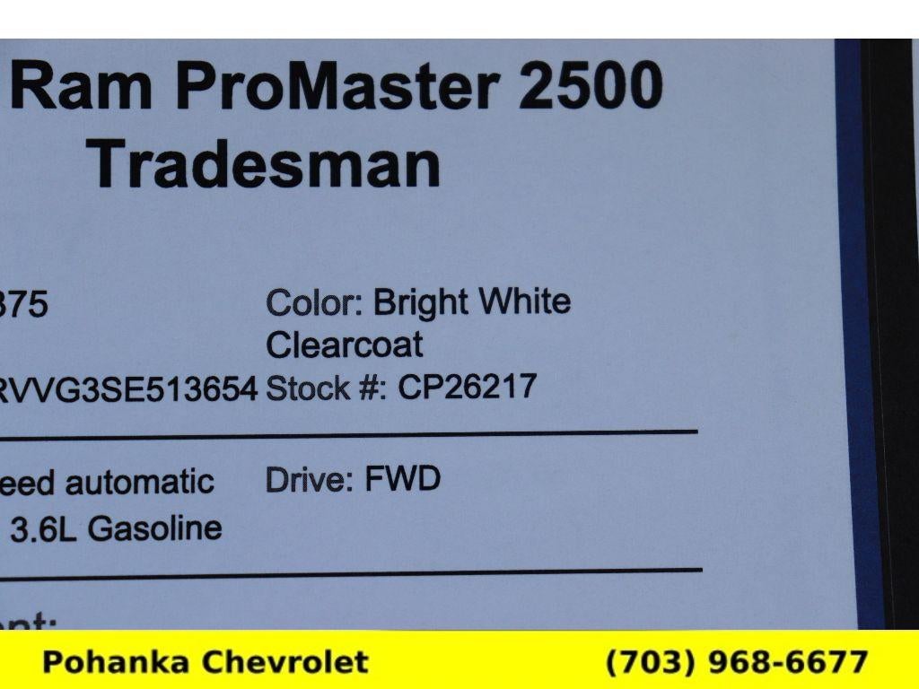 2025 RAM ProMaster 2500 Cargo Van Tradesman Low Roof 136" WB w/Pass Seat